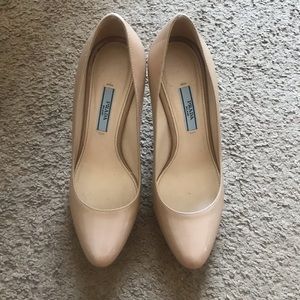 Nude Patent Prada Platform Pumps 36 6.5